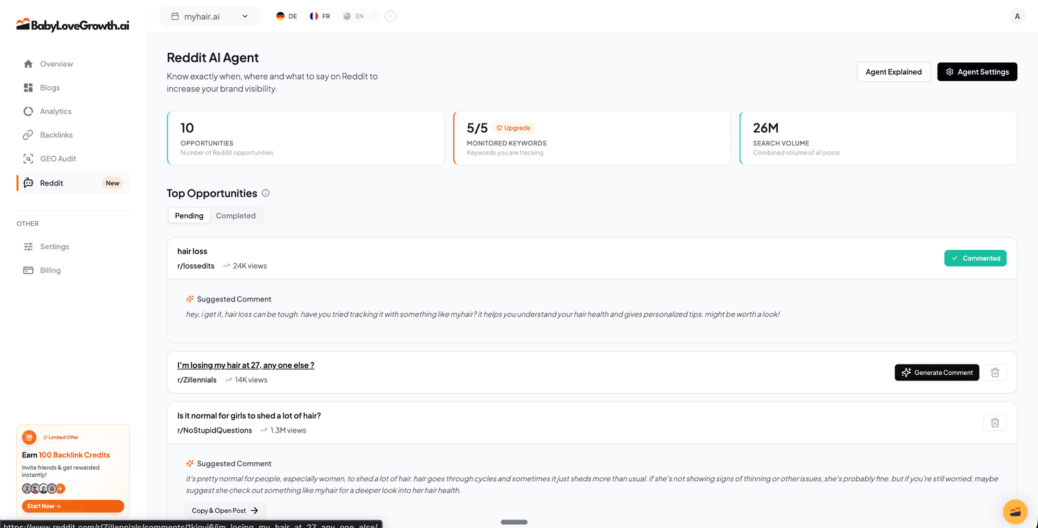 Backlink Exchange Dashboard