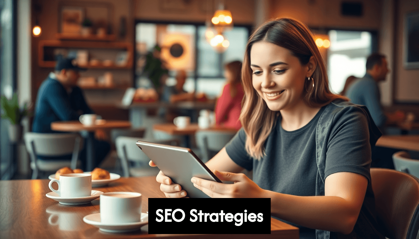 Business owner managing local SEO on tablet