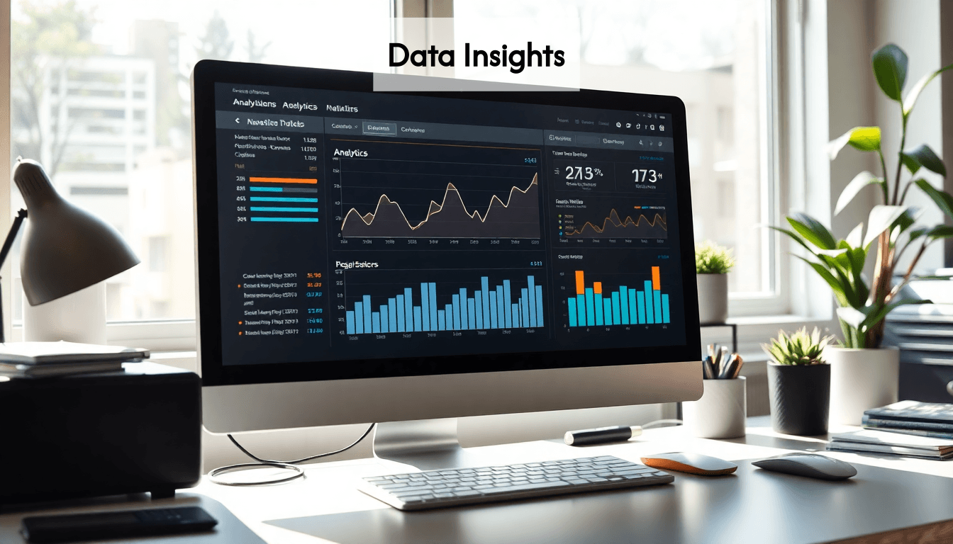 Computer screen with analytics graphs