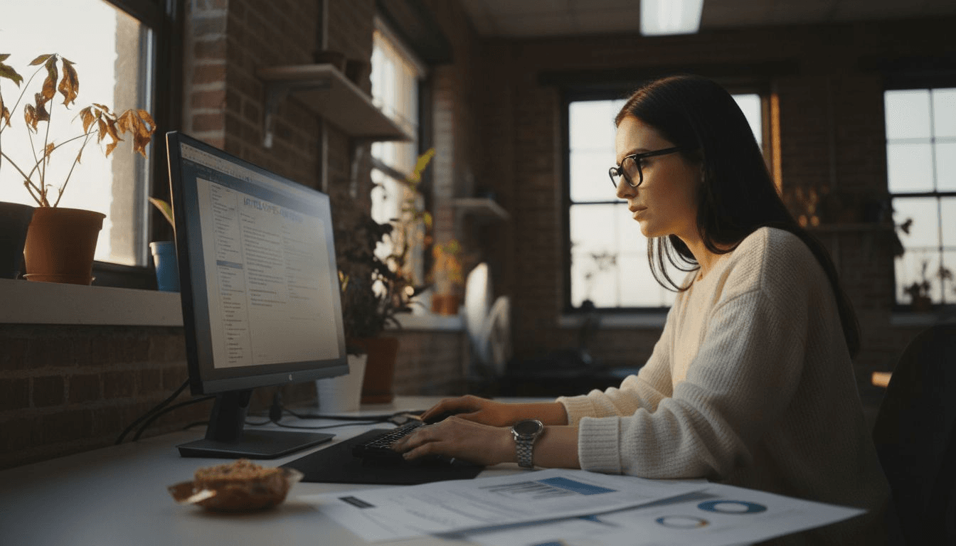 Content editor reviewing website ranking drafts
