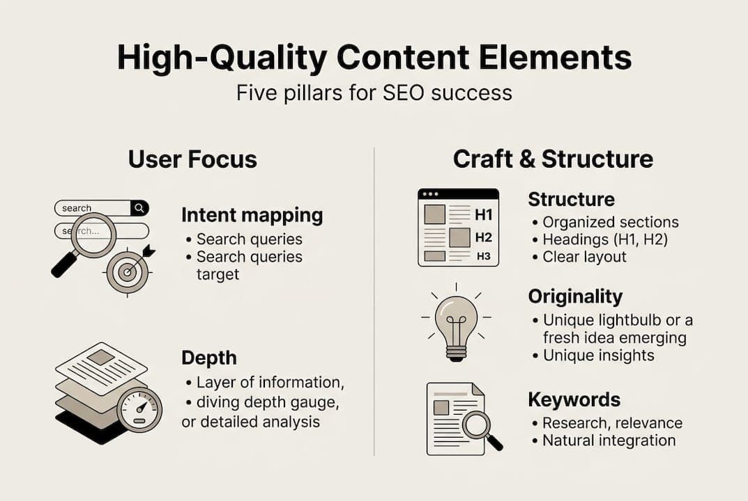 Infographic showing high-quality content elements