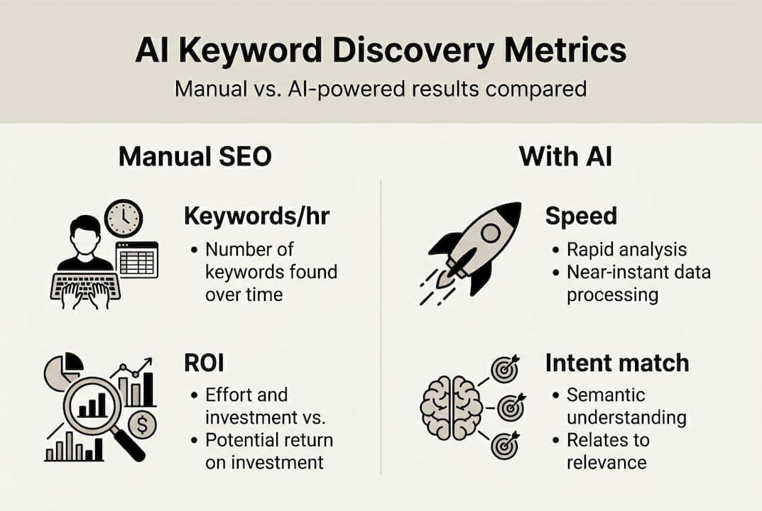 Infographic compares manual and AI-powered SEO metrics