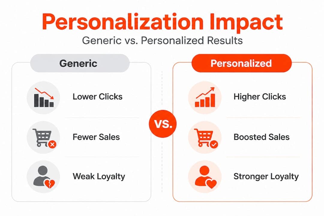 Infographic comparing generic and personalized content effects