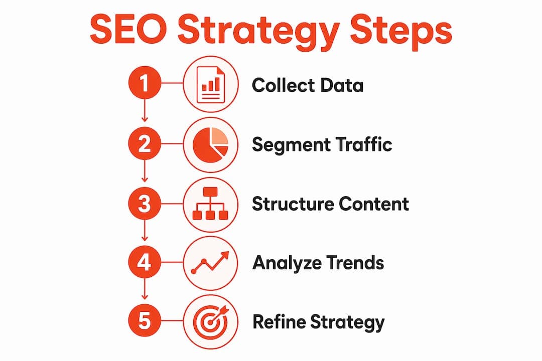 Infographic displaying data-driven SEO strategy steps