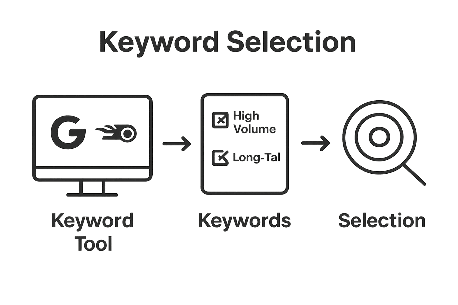 Infographic showing step-by-step keyword research workflow
