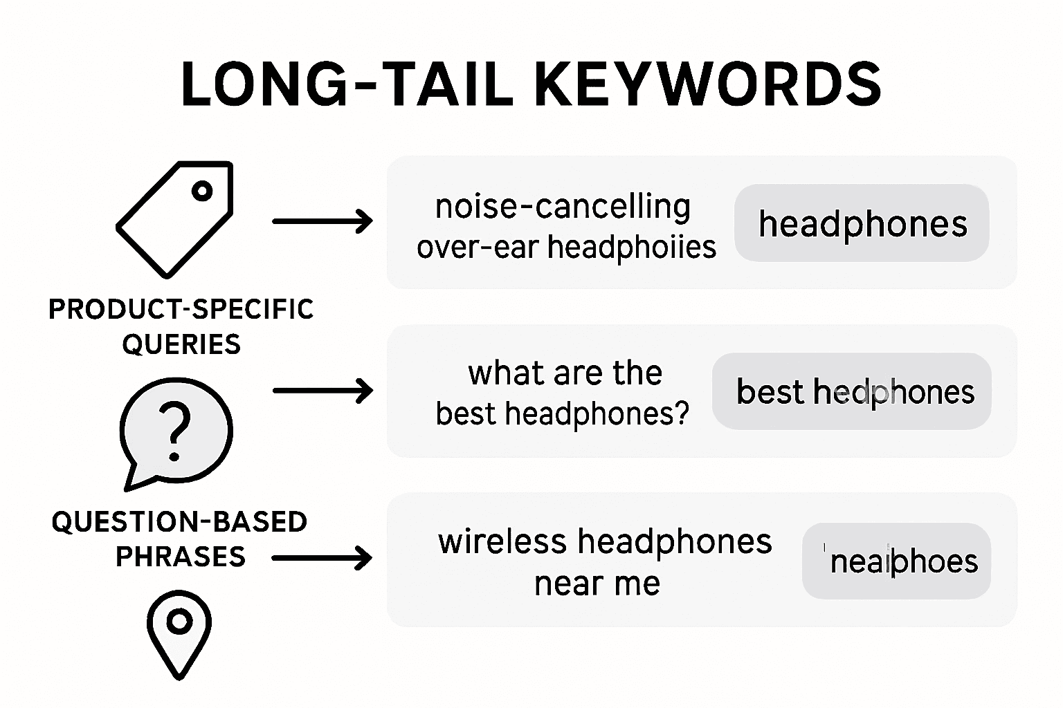 Infographic comparing types of long-tail keywords