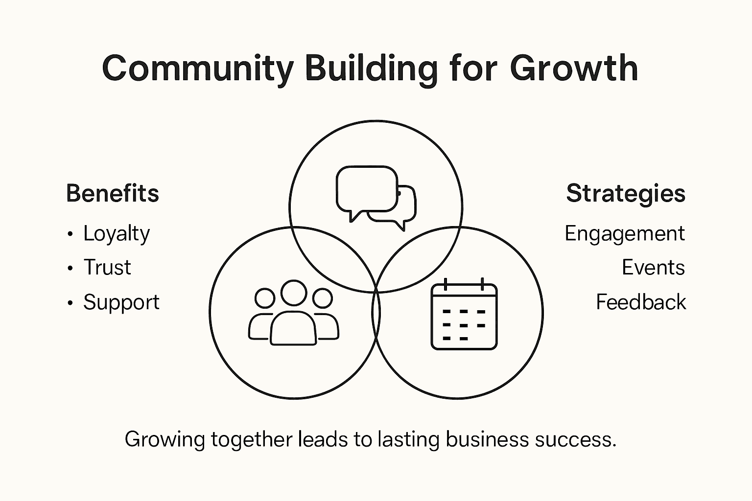 Infographic on community building strategies and benefits