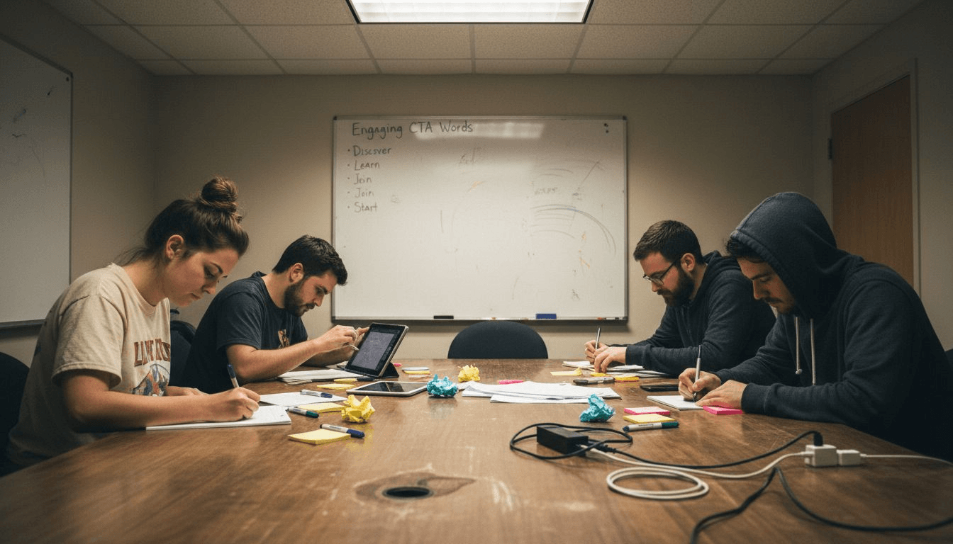 Team brainstorming CTA text ideas