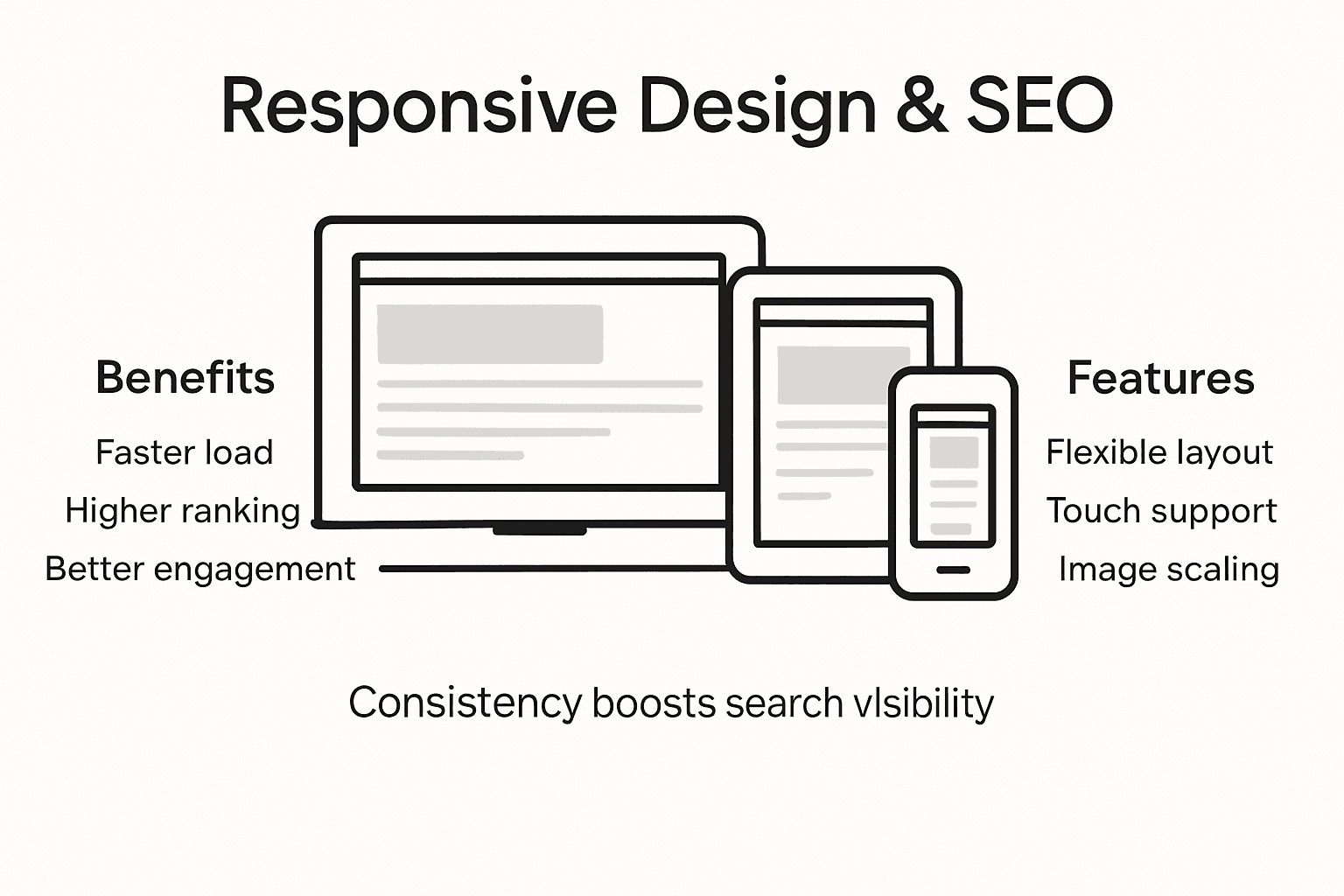 Infographic showing responsive design SEO benefits