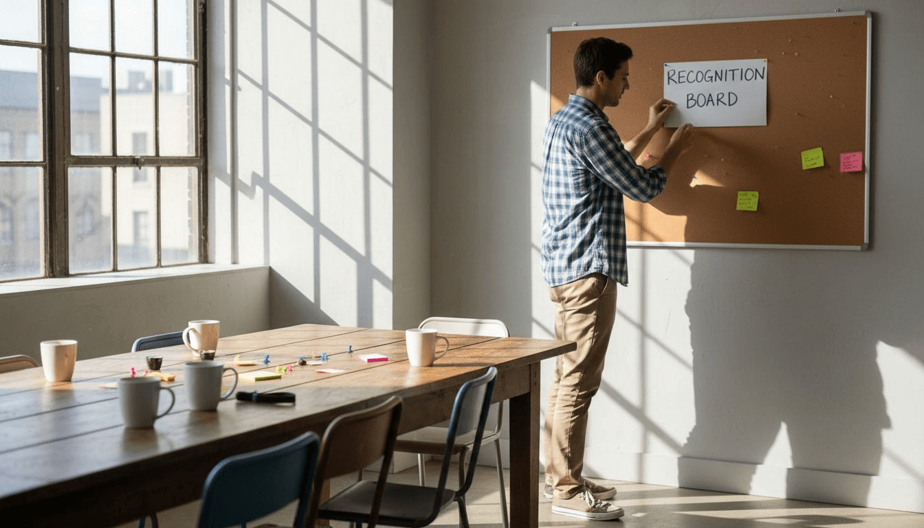 Team manager sets up reward recognition board