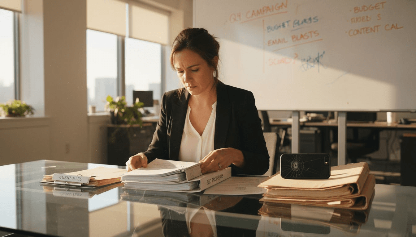 Manager reviewing multiple SEO proposals