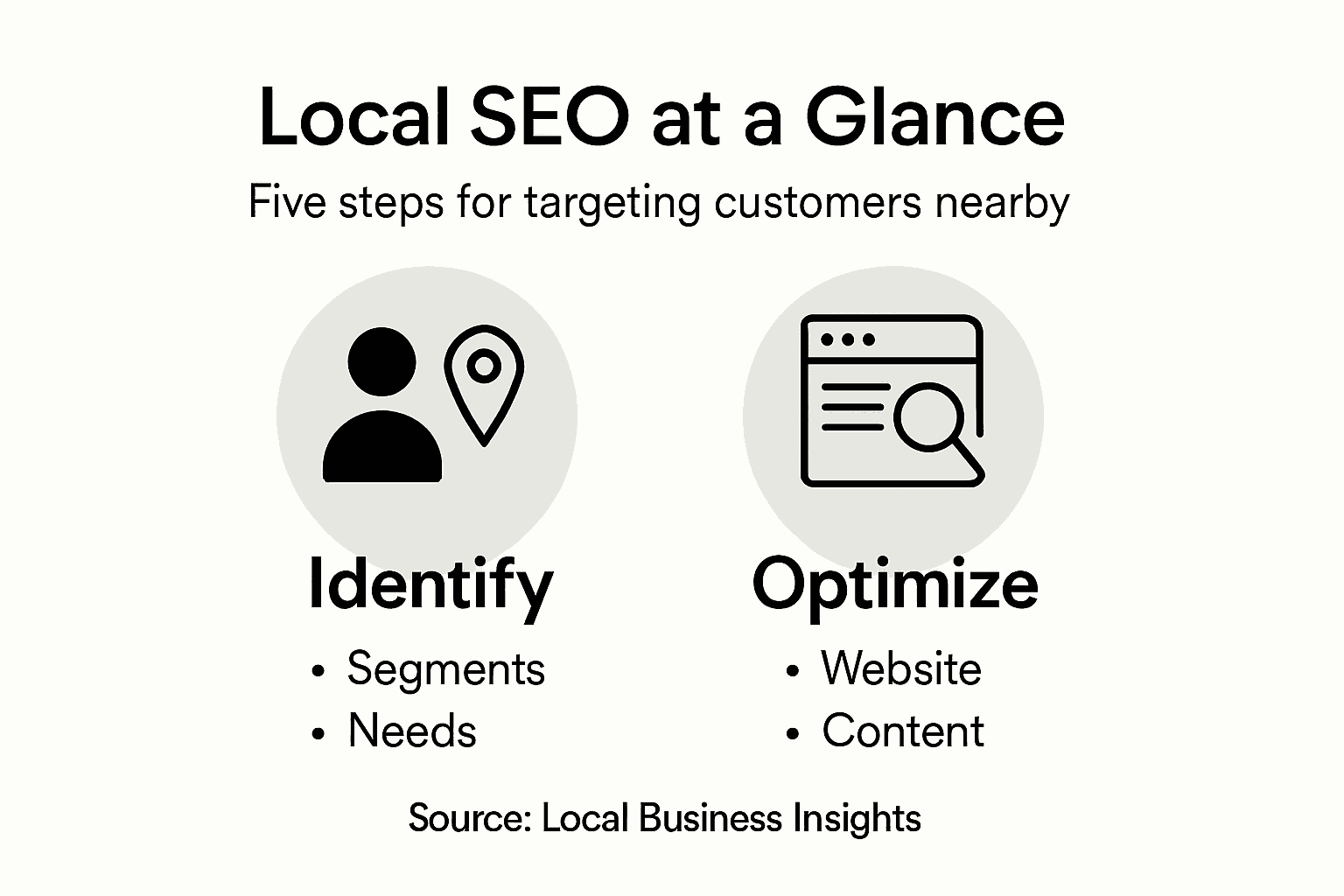 Infographic summary of key local SEO steps