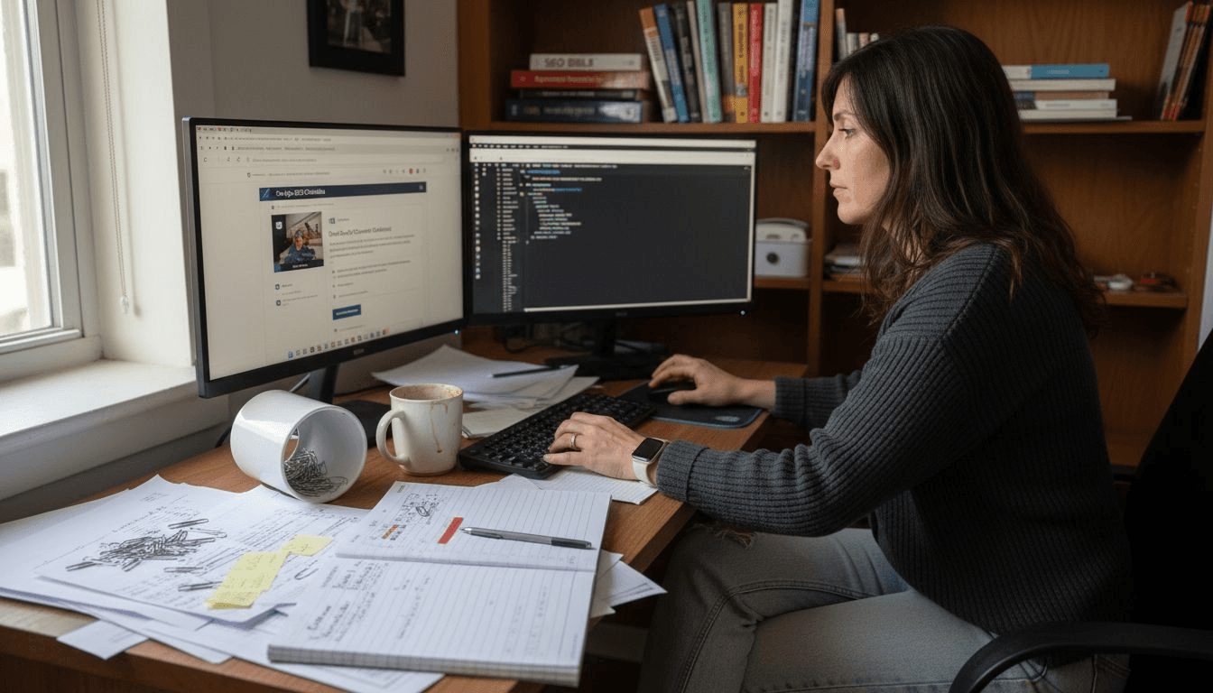 SEO expert editing content in workspace