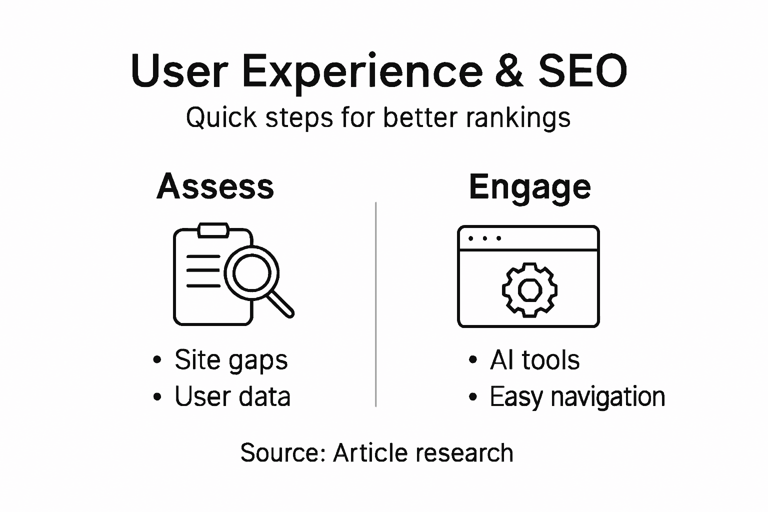 Infographic showing SEO and user experience steps