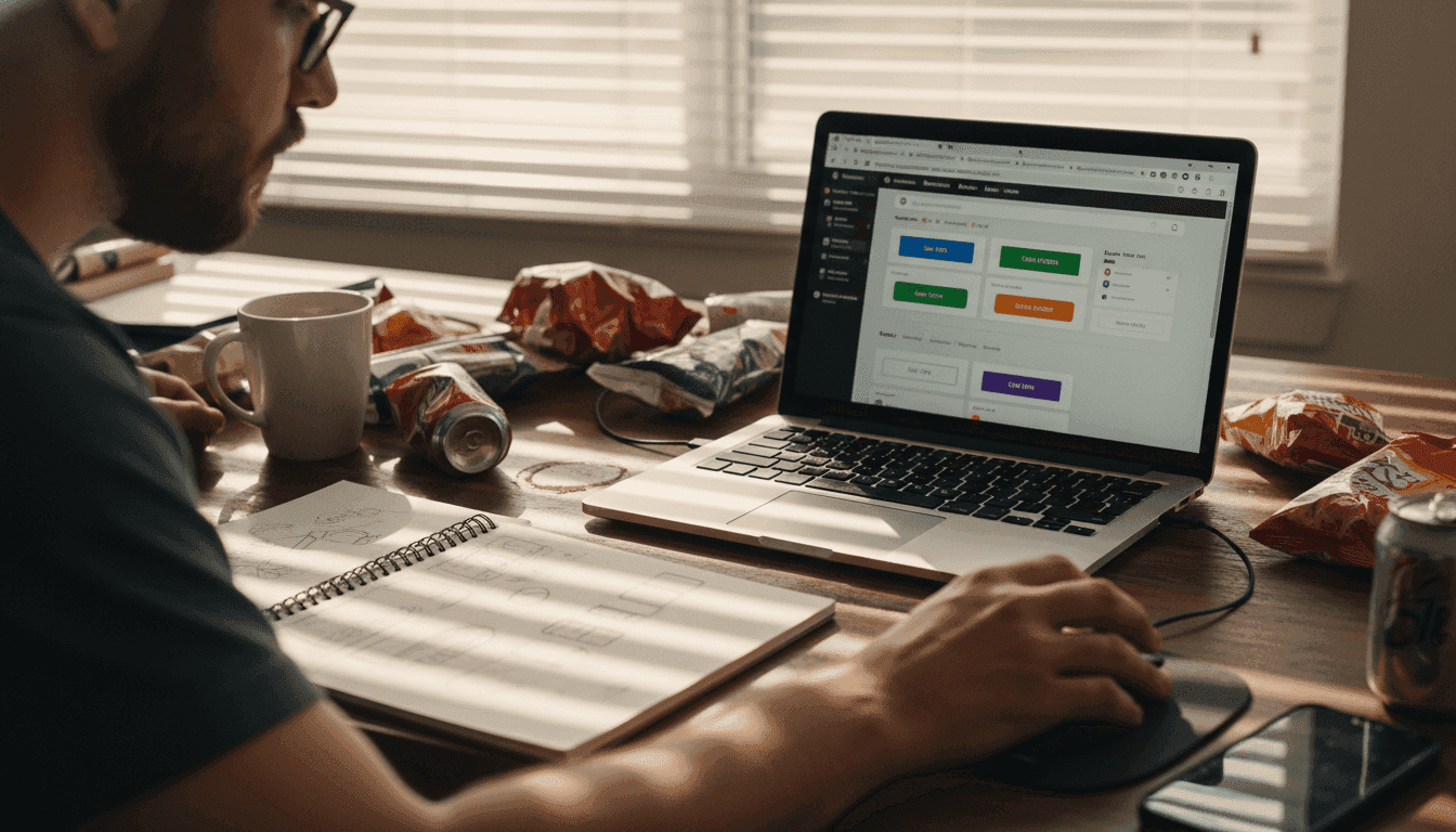 Designer reviewing CTA button color options