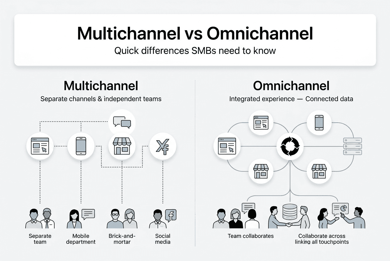 Infographic comparing multichannel and omnichannel