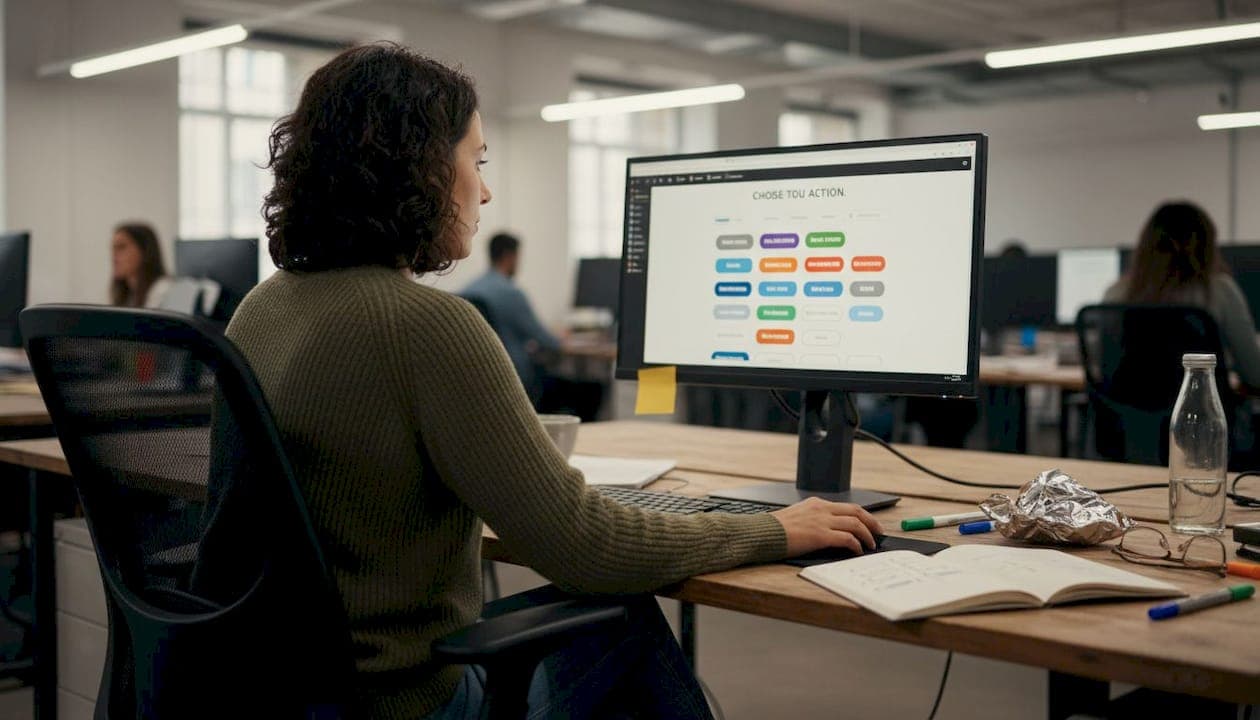 Designer reviewing call to action buttons