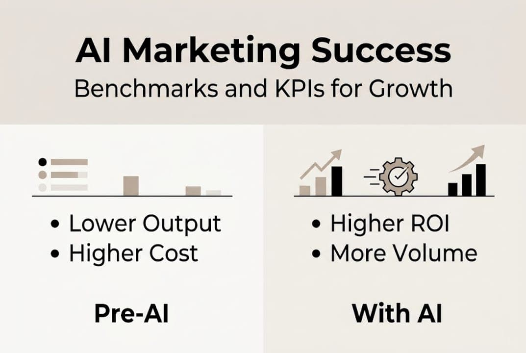 Infographic comparing pre and post AI marketing KPIs