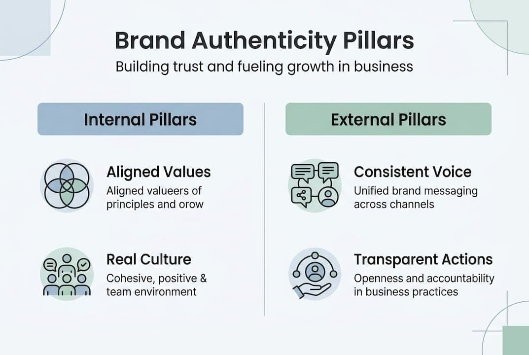 Infographic of key authenticity branding pillars