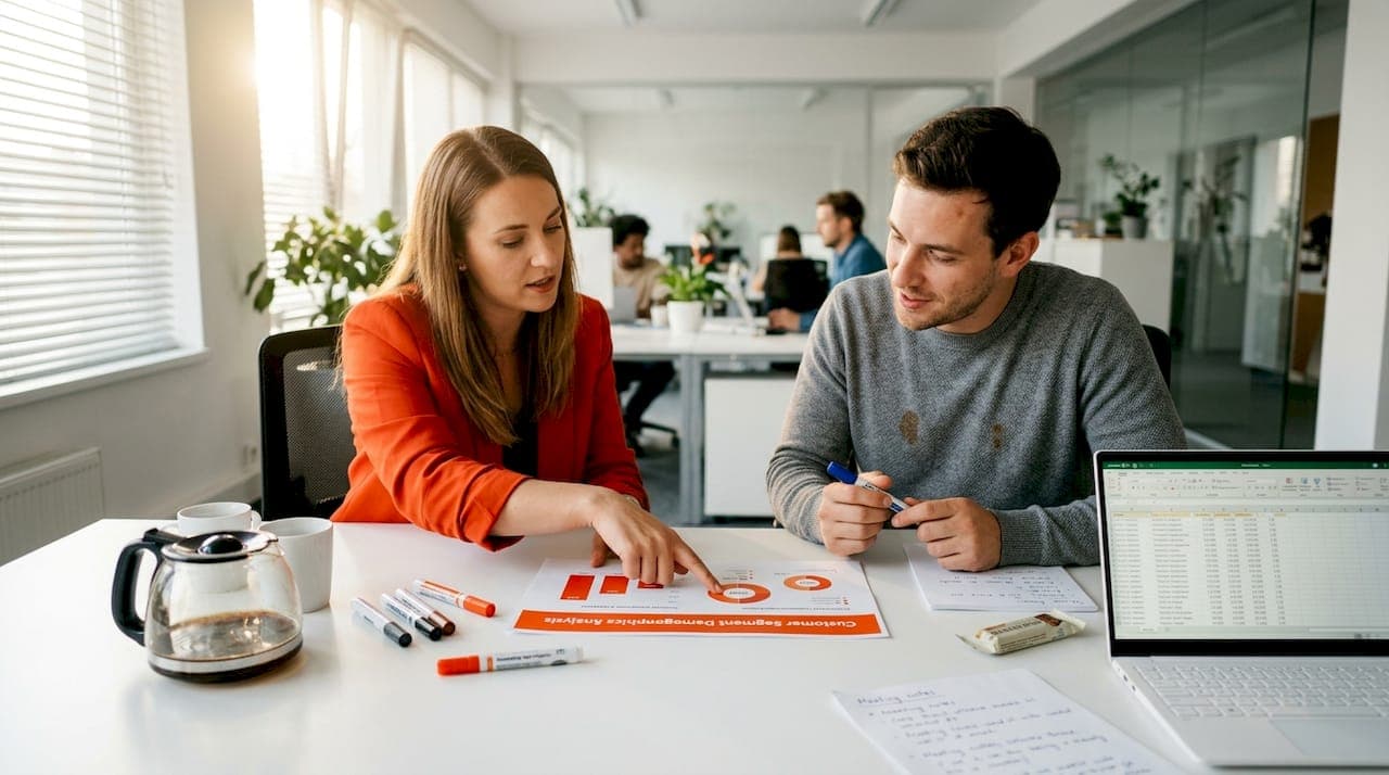 Team discusses data streams for marketing