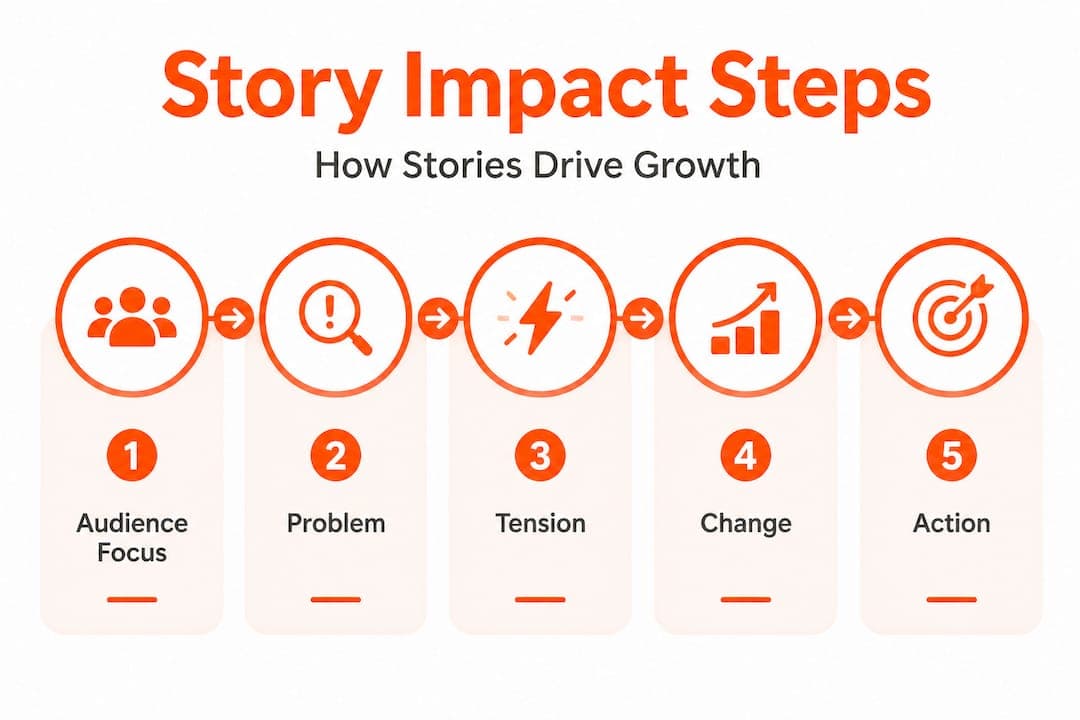 Infographic showing steps for brand storytelling