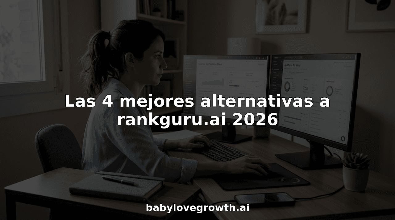 Profesional de marketing analizando y comparando distintas herramientas de SEO en su escritorio.