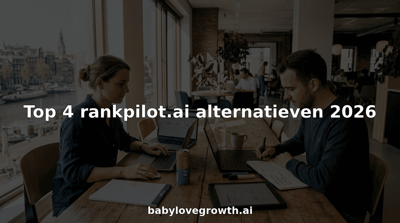 Twee marketeers zitten samen op kantoor verschillende SEO-tools te vergelijken.