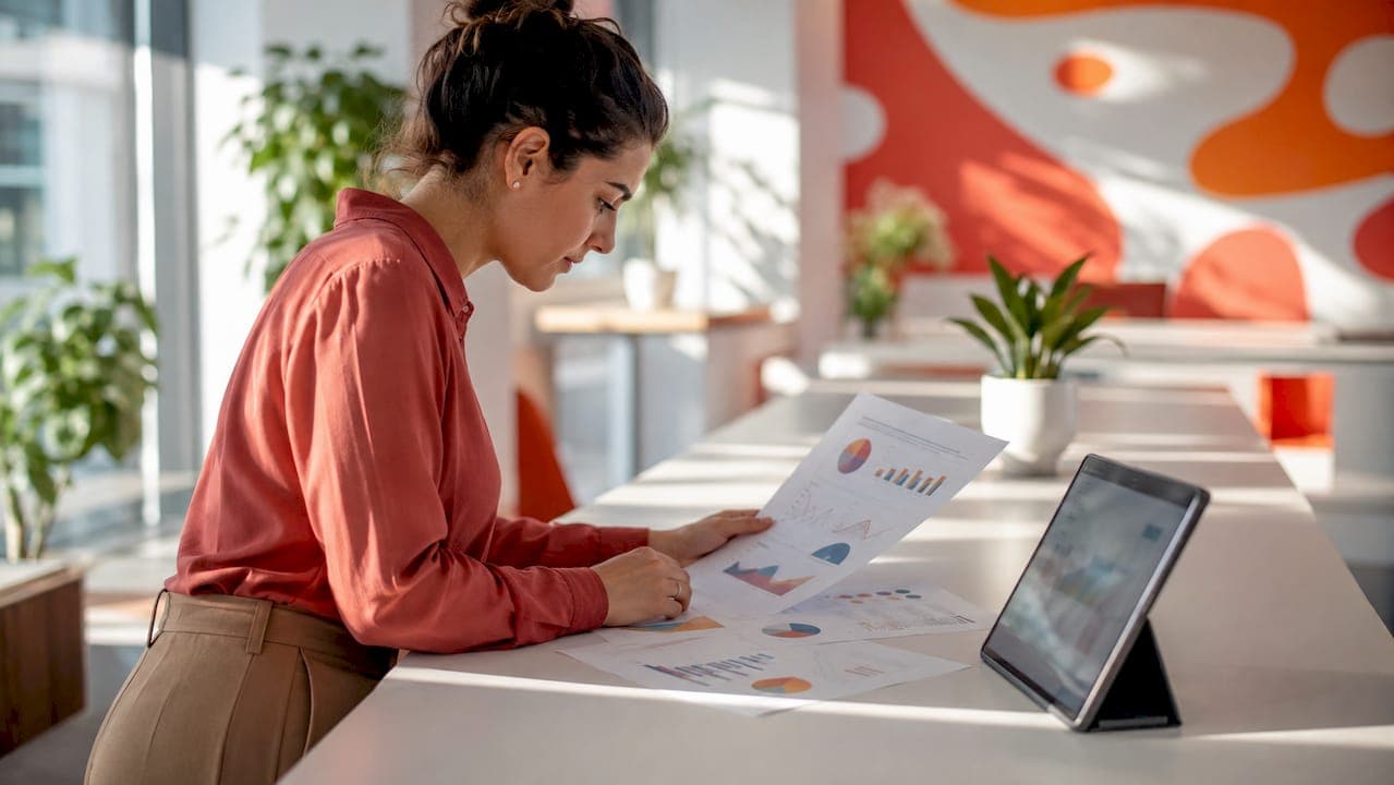 Marketer reviewing SEO and content freshness reports