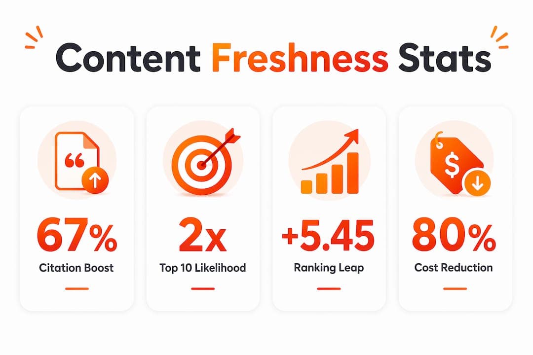 Infographic showing key content freshness statistics