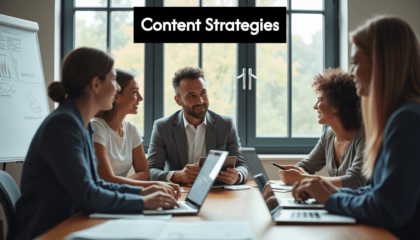 Team meeting for digital content strategy