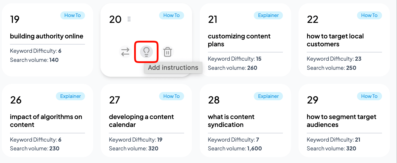 Form for adding custom instructions to a scheduled article